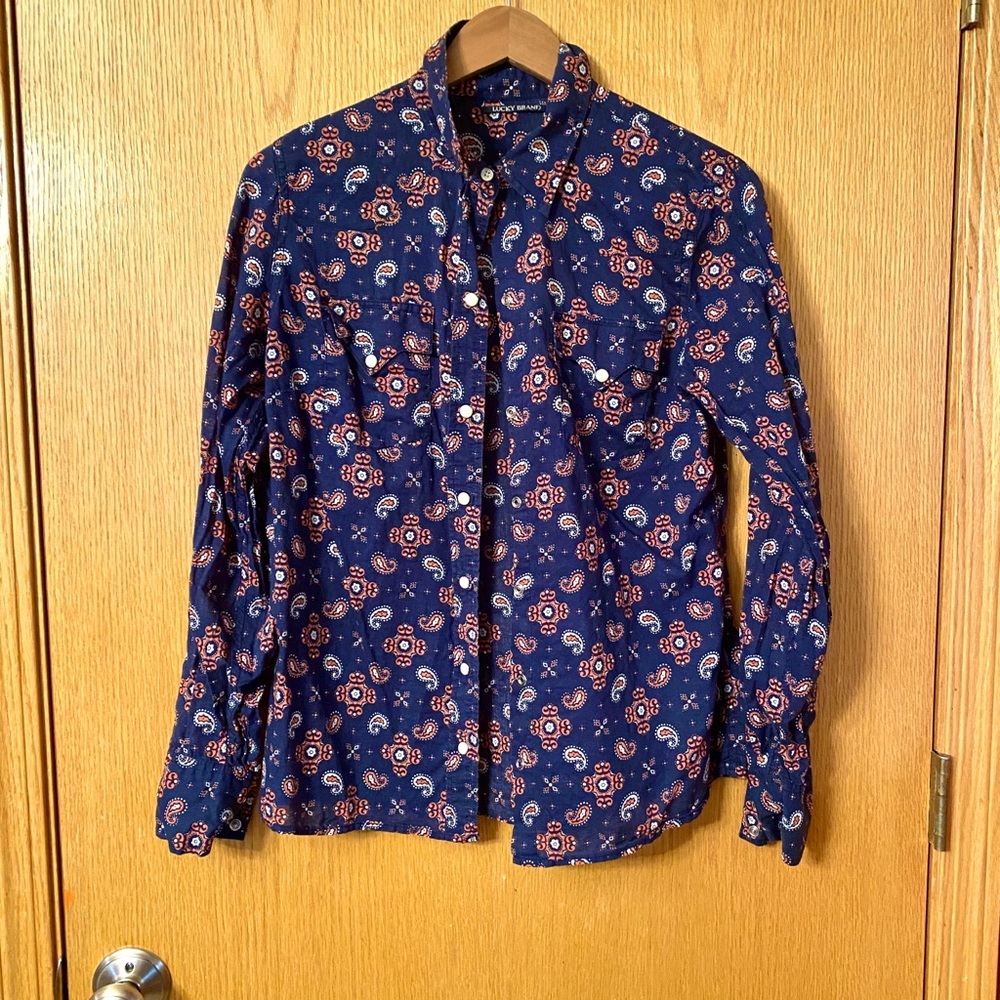 Lucky brand paisley button down shirt M